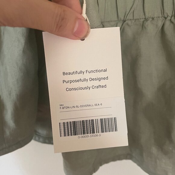 Everlane The Crossback Tank in Linen, Sage, Size 6 - Picture 5 of 6